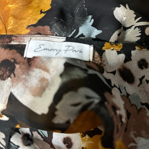 Emory Park Women Yellow & Black Floral Print Kimono Wrap Beach Cover Up Size L - Picture 4 of 4